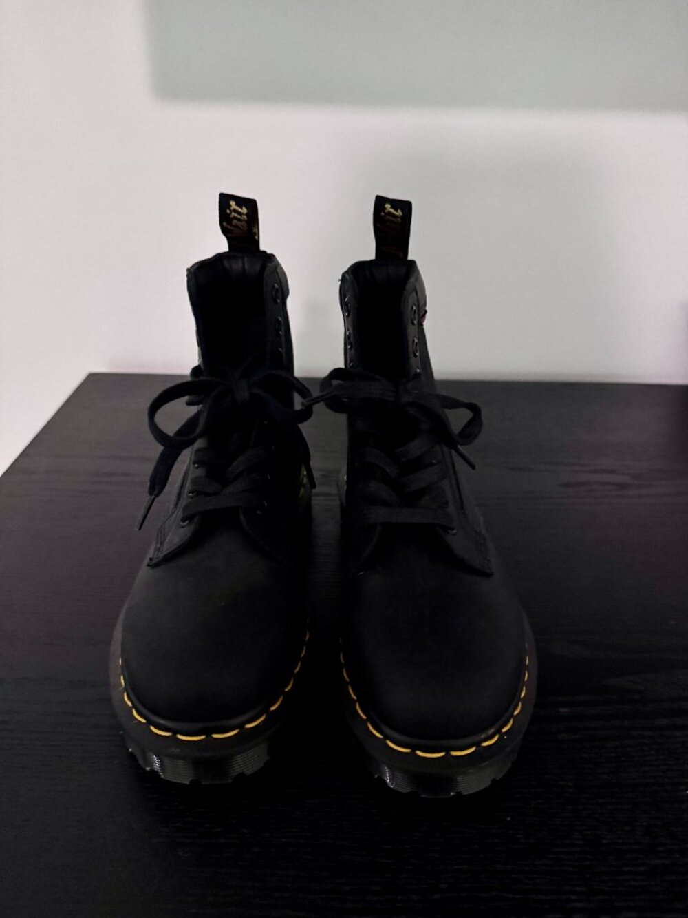 Dr. Martens Unisex Black Leather 8-Eye Combat Boots, Size 4, Never Worn